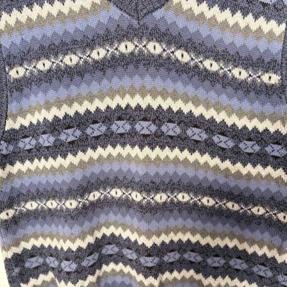St. John's Bay Vintage Cotton Fair Isle Blue V-neck Sweater Vest Size: Large - Picture 5 of 8